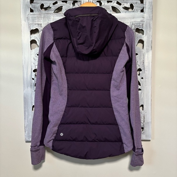 Lululemon Fluff Off Pullover Deep Zinfandel Purple Mini Check Pique Down Jacket - Picture 4 of 10